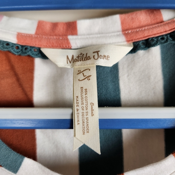 Matilda Jane Darling Day Top Sleeveless Striped Size L - Picture 4 of 7
